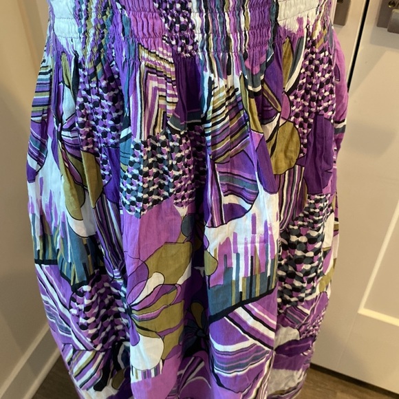 Cynthia Mehta Purple Tropical Dress Hawaiian Dress Beachy Dress Straples Sz 12 - Picture 3 of 6